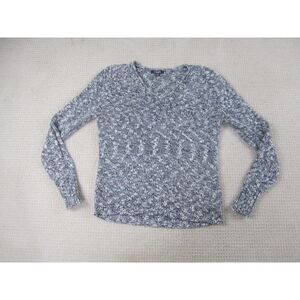 Chaps Sweater Womens XL Gray Knit V-Neck Casual Pullover Long Sleeve Cotton Acry